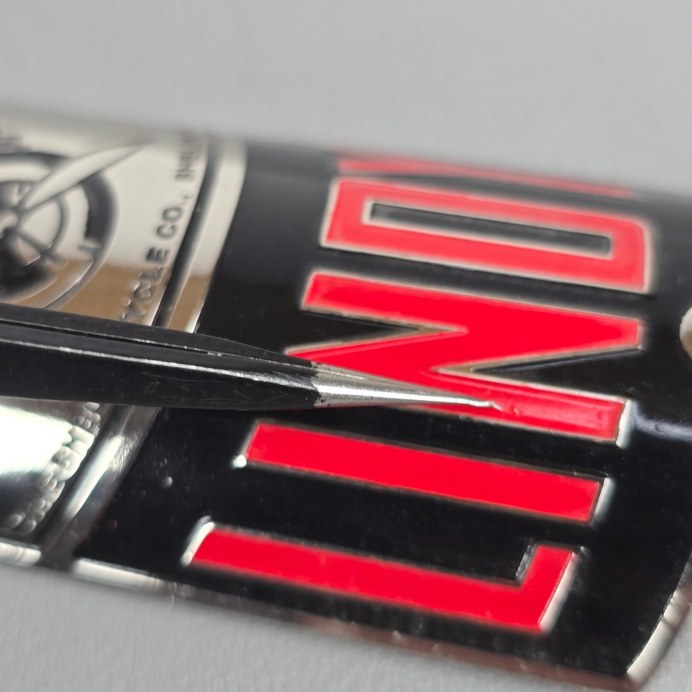 Shelby Cycle Co Lindy Bicycle Head Badge Chrome Black Red Winged Propeller READ - Picture 7 of 7